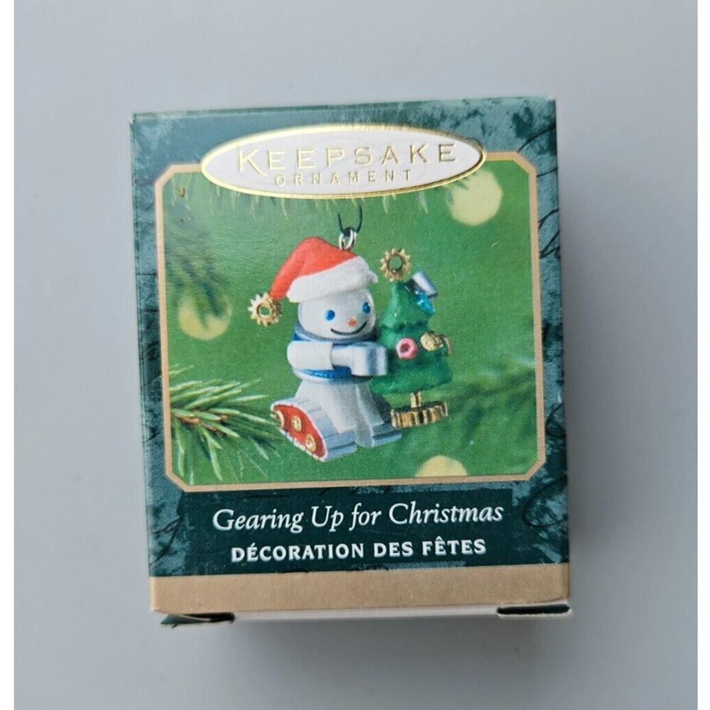 Vintage 2001 Hallmark Miniature Ornament Gearing Up For Christmas NIB